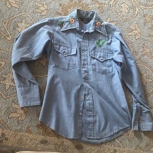 1970’s western wear SEARS Embroidered Denim Western Shirt $75